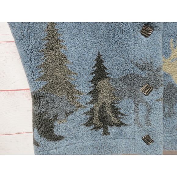 County Clothing Co Size Large Blue Fleece Vest w/ Elk, Moose, Bear Trees Nature - Picture 5 of 9
